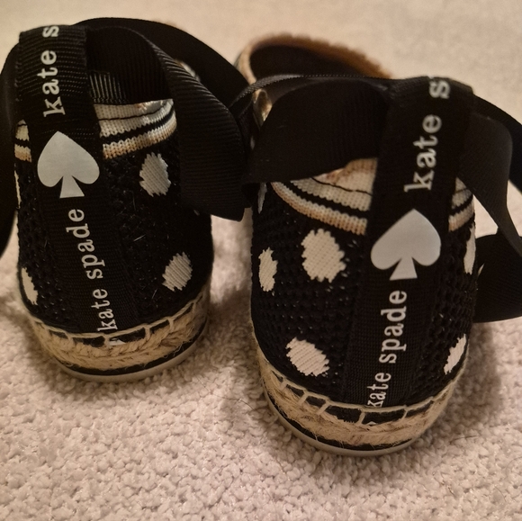 Kate Spade Nottingham Knit Polka Dot Flats 6.5 | Black Espadrille Ballet Shoe - Picture 3 of 5